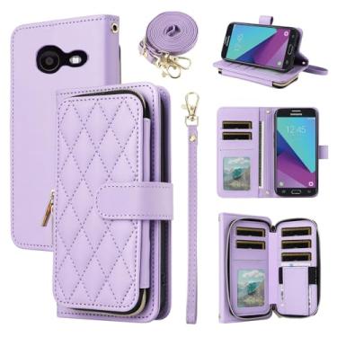 Imagem de Furiet Argyle Capa carteira para Samsung Galaxy J7 Prime 2017 J 7 Skypro Sky Pro J7V V S727VL com alça de pulso, 9 + compartimentos para cartões com zíper capa de telefone para Halo 7J Perx J7prime