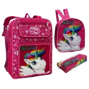 Imagem de Kit Escolar De Menina Mochila Grande Com Estojo E Lancheira - sem marc