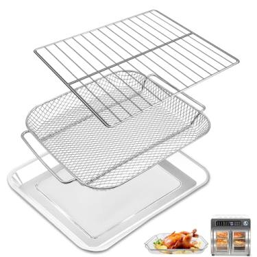 Imagem de GCQ Acessórios de fritadeira a ar para Emeril Lagasse 26 QT Extragrande Air Fryer Convection Toaster Forno, Conjunto de 3 Peças de Reposição para Fritadeira a Ar de Aço de Grau Alimentício Assadeira
