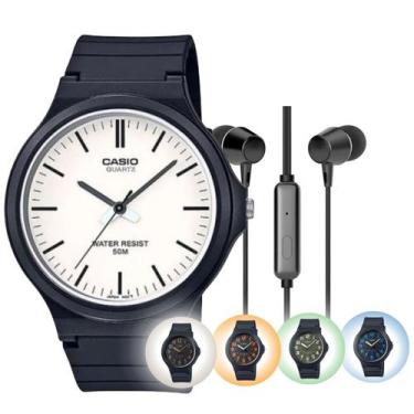 Imagem de Kit Relógio Casio Masculino Analógico MW-240 + Fone de Ouvido, Preto -