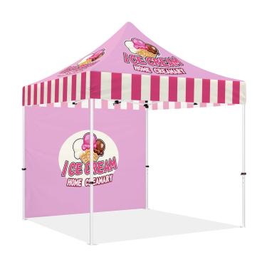 Imagem de Tenda de dossel pop up de sorvete, 25 x 25 cm, dossel instantâneo comercial para uso externo para vendedores de sorvete com fundo, bolsa de rolo e kit de estaca