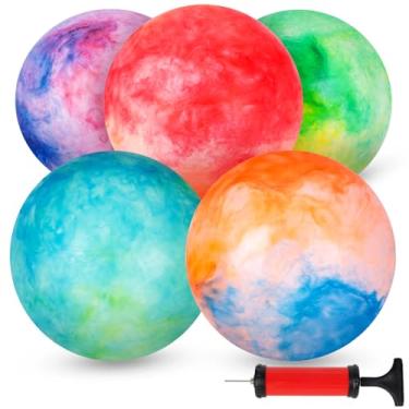 Imagem de 3 otters 5PCS Bouncing Ball with Pump, 9inch Bouncing Sensory Balls Marbleized Bouncy Balls Rubber Inflatable Kick Ball Game Ball for Kids