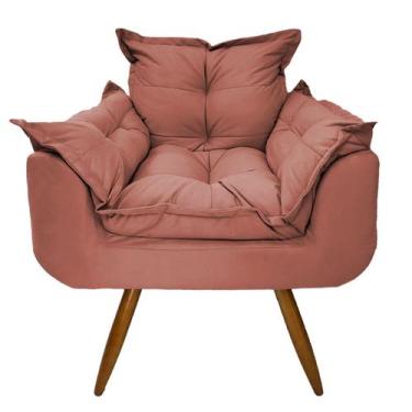 Imagem de Poltrona Opala Luxo  Suede Rosê Gold Pés Palito - Ninho Decor