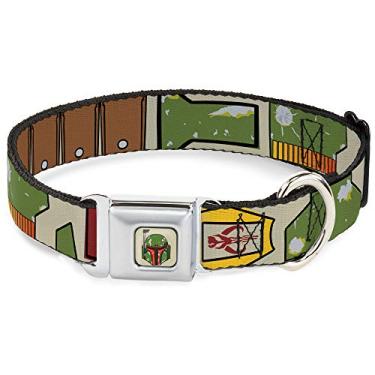 Imagem de Coleira para animais de estimação Star Wars, coleira de cachorro fivela de cinto de segurança, Star Wars Boba Fett Utility Belt Bounding Bronze, 40,6 a 58,8 cm de largura