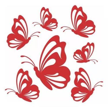 Imagem de Kit 7 Adesivos Borboletas Vermelho Moto E Capacete 20x11 - Resitank