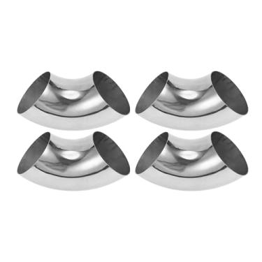 Imagem de Motoforti 4 peças 90 graus mandril curva cotovelo carro modificado tubo de escape tubulação 11.4 cm espessura OD 2mm/14GA 114x275x2.0mm 304 tom prata aço inoxidável 304