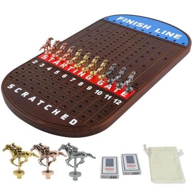Imagem de Jogo de tabuleiro de corrida de cavalos Jyquorp Racing Game Solid Wood 11 Horses