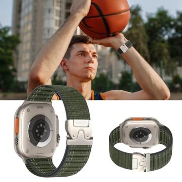 Imagem de Pulseira esportiva de nylon compatível com Apple Watch Ultra 2 de 49 mm, 46 mm, 45 mm, 44 mm, 42 mm, 38 mm, 40 mm e 41 mm, macia e ajustável para iWatch Ultra série 10/9/8/7/6/5/4/3
