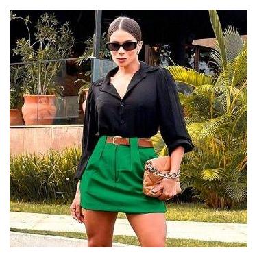 Imagem de Conjunto Feminino Short Saia de Alfaiataria e Camisa Social Manga Long