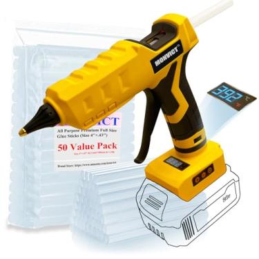 Imagem de MONVICT Pistola de cola sem fio para bateria Dewalt 20 V com 50 bastões de cola, 100 W digital atualizada, temperatura digital, ajustável, portátil, energia elétrica, pistola de cola quente resistente