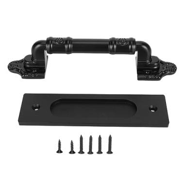 Imagem de MUNEFE Manças de portas de celeiro deslizantes, alça de tração da porta da liga de alumínio, alças de portão para hardware para garagens de celeiro deslizantes interiores