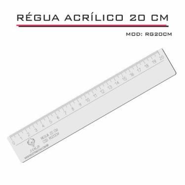 Imagem de Régua Reta Acrílica 20 cm Transparente Desenho Técnico Fenix