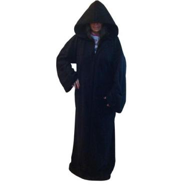 Imagem de Cobertor com Mangas e Capuz Fechado - Preto - 1,90m x 1,60m - Dryas