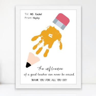 Imagem de Presentes para professores - Presentes de agradecimento ao professor - Kit de artesanato com impressão à mão emoldurada - 23 cm x 30 cm decoração de parede de mesa para mulheres e homens para ela