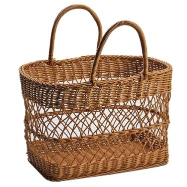 Imagem de Cesta de piquenique para piqueniques e passeios, bolsa de armazenamento de plástico, feita à mão, para jardim, fazenda, acampamento ao ar livre