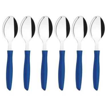 Imagem de Colher De Sopa Mesa Aço Inox Plenus Tramontina Azul 12 unid