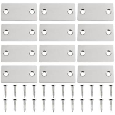 Imagem de ECSiNG 12 peças de tampa de furo de aço inoxidável com parafusos 28 x 56,6 mm para cobrir o orifício da fechadura da porta