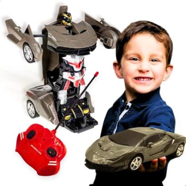 Imagem de Carrinho de Controle Remoto 2 em 1 Vira Robô Presente Aniversário Natal Dia das Crianças Para Menino 5 6 7 Anos Carro de Controle Remoto com Luz 2 funções Robô-Car Titanium (Cinza)