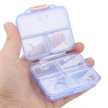 Imagem de Akozon Mini Organizador de Pílulas de 7 Dias, Dispensador de Medicamentos Semanais Portáteis, Caixa de Armazenamento de Drogas Favorável a Viagens para Vitaminas e Suplementos (Vinho vermelho) (Azul)