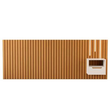 Imagem de Cabeceira com Mesa de Cabeceira e Led Maiori Nature Pérola - CasaH