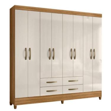 Imagem de Roupeiro 8 Portas 4 Gavetas Texas Freijó Off White - CasaH
