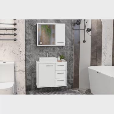 Imagem de Gabinete para Banheiro com Cuba de Sobrepor e Espelheira 60cm Turin