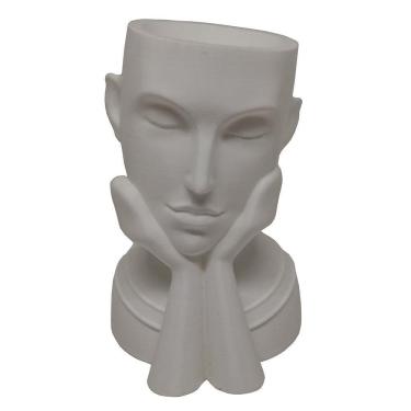 Imagem de Rosto Enfeite Decoração Impressão 3d Porta Objeto Vaso 14 Cm Sala Branco