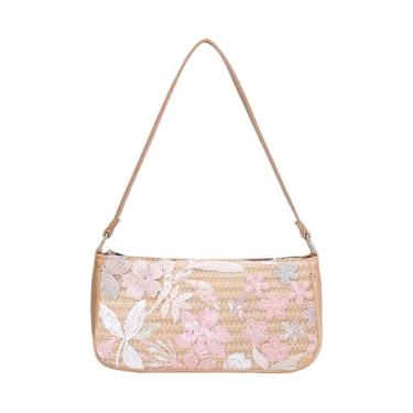 Imagem de Verdusa Bolsa feminina floral quadrada de lantejoulas com alça superior nas axilas, Multicor, One Size