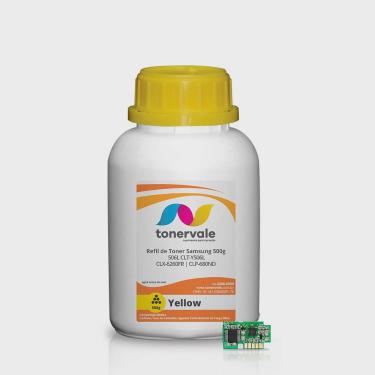 Imagem de Toner Refil + 4 Chip Toner TankFull Para Samsung CLT-Y506L Amarelo - CLP-680ND CLX-6260FR de 500g