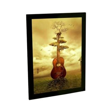 Imagem de Quadro Decorativo Violão Ilustração Arvores Natureza Foto Decoração Quarto Sala