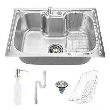 Imagem de Cuba Cozinha Gourmet Aço Inox Luxo Cor Prata Com Acessórios 60x42cm Embutir Sobrepor - Brinovar