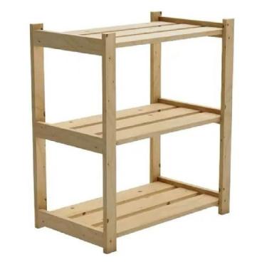 Imagem de Estante Multiuso 3 Prateleiras Madeira Pinus Oferta - Dos Hermanos