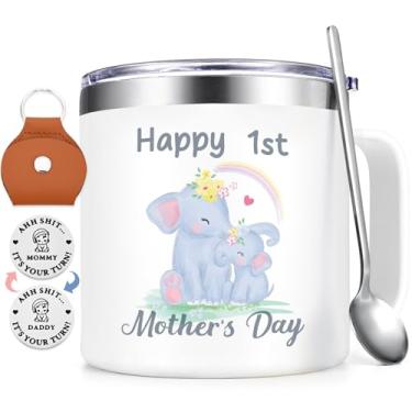 Imagem de Gtmileo Primeiro Dia das Mães Presentes para Nova Mãe, Feliz Dia das Mães 396.9 g Caneca de Café Isolada, Presentes de Dia das Mães para Filha, Primeira Vez Mommy Presentes Do Marido, Caneca Mãe