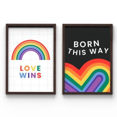 Imagem de Kit 2 Quadros Decorativos Born This Way Orgulho Lgbtqia+ A3 - Criptoni