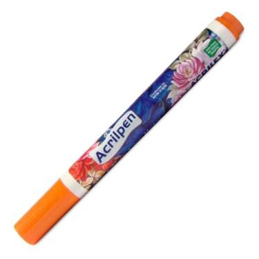 Imagem de Caneta Para Tecido Acrilex Acrilpen Laranja 517 - Pintura Permanente e Personalização É Ideal Para Personalizar E Detalhar Seus Projetos De Tecido Com Precisão E Durabilidade
