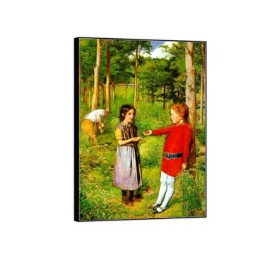 Imagem de Impressão em tela de moldura preta arte de parede famosa reprodução de pintura - imagem em tela para sala de estar - Woodman's Daughter-Wall Decor Prints and Posters 50x70cm20x27in