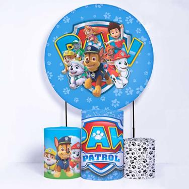 Imagem de Kit Painel de Festa Redondo de 1,80m e Trio de Cilindros Patrulha Canina - Fera Print