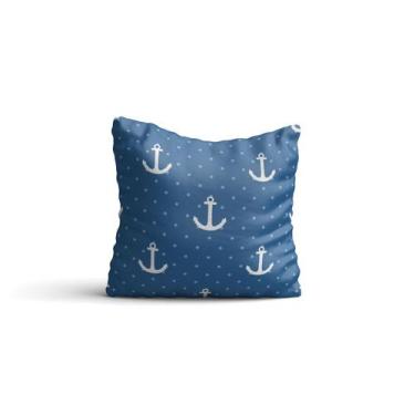 Imagem de Almofada nautica Ancoras Poá Azul 42x42  com enchimento Atelier Valver