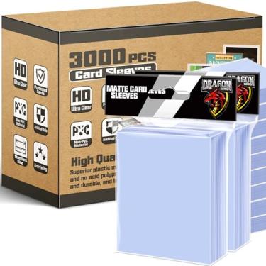 Imagem de Mangas de cartão de 3000 contagens para cartas de troca, mangas macias, protetores de cartão de beisebol, adequados para cartas esportivas, futebol, cartas de jogo