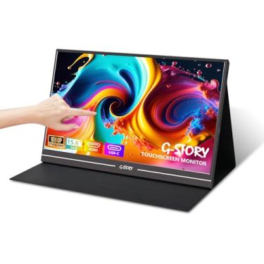 Imagem de G-STORY Monitor Portátil Touchscreen De 15,6 Polegadas, Tela Ips Full Hd 1080P, Monitor Para Jogos Usb-C Com Hdr/Freesync/Alto-Falantes/Mini Hdmi Para Ps5, Ps4, Xbox Series Ns, Laptop E Pc