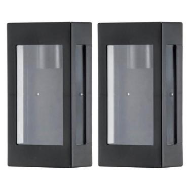 Imagem de Kit 2 Arandelas Externas Prime Pretas Luminárias de Parede Bivolt Jardim Fachada Dital
