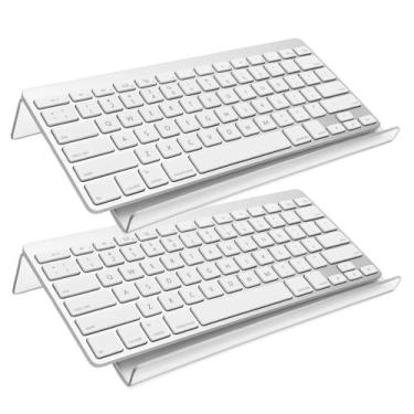 Imagem de Kit 2 Suporte Teclado Acrílico Design Ergonômico Confortável Escritóri
