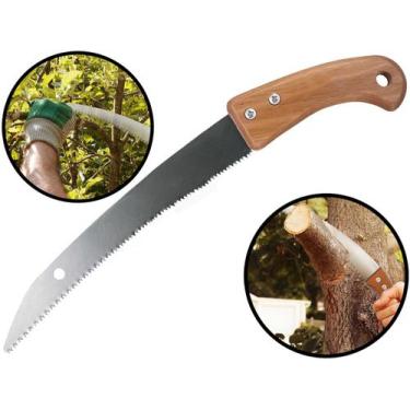 Imagem de Serrote Curvo Poda Galhos Jardinagem Camping Cabo Madeira Lâmina Aço 1