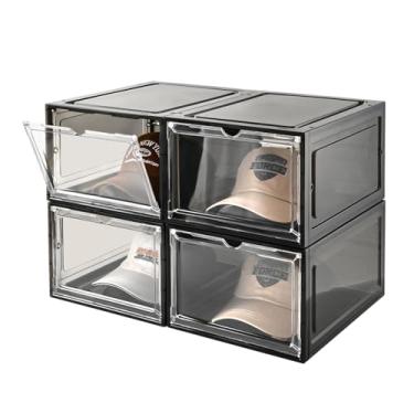 Imagem de Caixa organizadora de chapéus, caixa de suporte de bonés de beisebol transparentes empilháveis com porta magnética para armazenamento de bonés snapback, armazenamento transparente para chapéus com