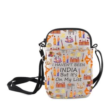 Imagem de MNIGIU Bolsa tiracolo India Symbols Landmark Gift I Haven't Been India But It's On My List Bolsa de ombro para viajante, I Haven't Been India But It's on My List