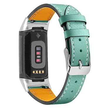 Imagem de Pulseira de substituição compatível com Fitbit Charge 6/Charge 5 para mulheres e homens, pulseira esportiva ajustável de couro genuíno para Charge 6/Charge 5 Tracker P, grande, mulheres e homens