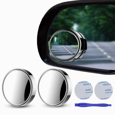 Imagem de 2 peças de espelhos de ponto cego, redondo, HD de 5 cm, vidro convexo de 360°, espelho retrovisor lateral amplo com invólucro ABS para carros, SUV e caminhões, prata, pacote com 2