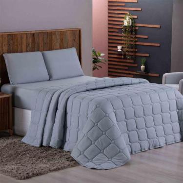 Imagem de Cobre Leito Colcha Sereno Queen Em Malha - Azul 100% Algodão - Casa Sh