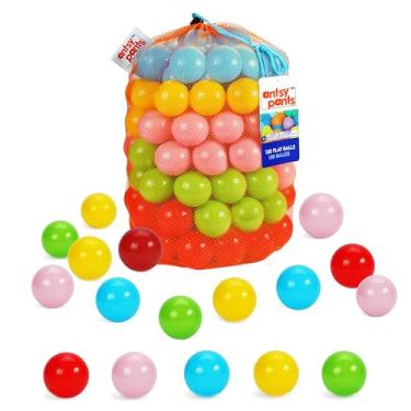 Imagem de Flybar Bolas de brinquedo Antsy Pants – Bola para piscina de bolinhas – Bolas de 200 quilates para crianças e bebês – 5 cores brilhantes em bolsa de armazenamento reutilizável