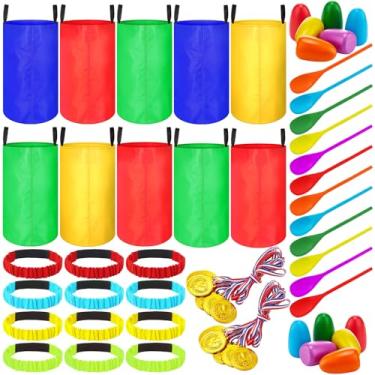 Imagem de 40 Pieces Potato Sack Race Bags Large Bags Outdoor Lawn Games Party Games for Kids Adults Family Backyard Party Birthday Outside Egg Spoon Race Easter(Colorful, Oxford Fabric)